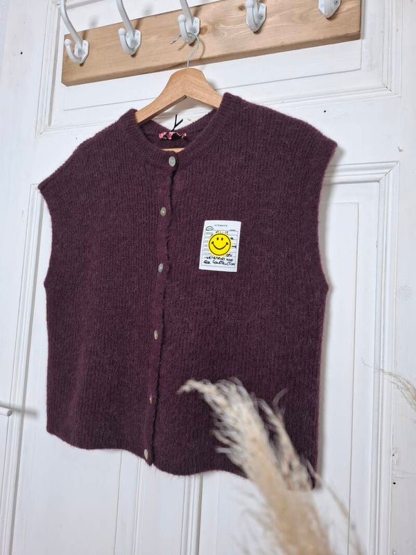 STRICKWESTE mit Smiley BURGUNDY