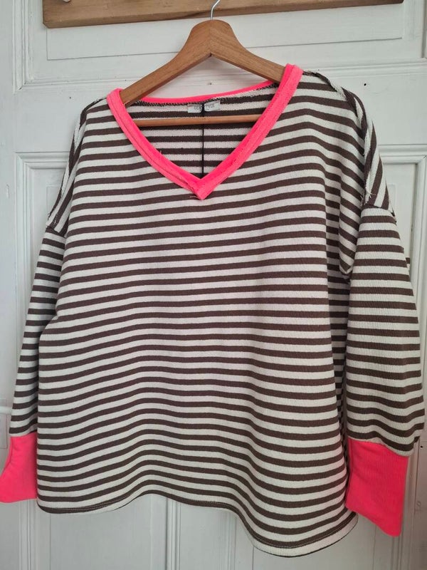 SWEATER Streifen BRAUN/WEIß