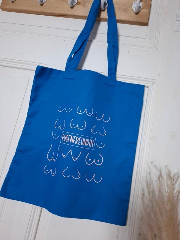BAUMWOLLTASCHE Busenfreundin BLAU/ROSA