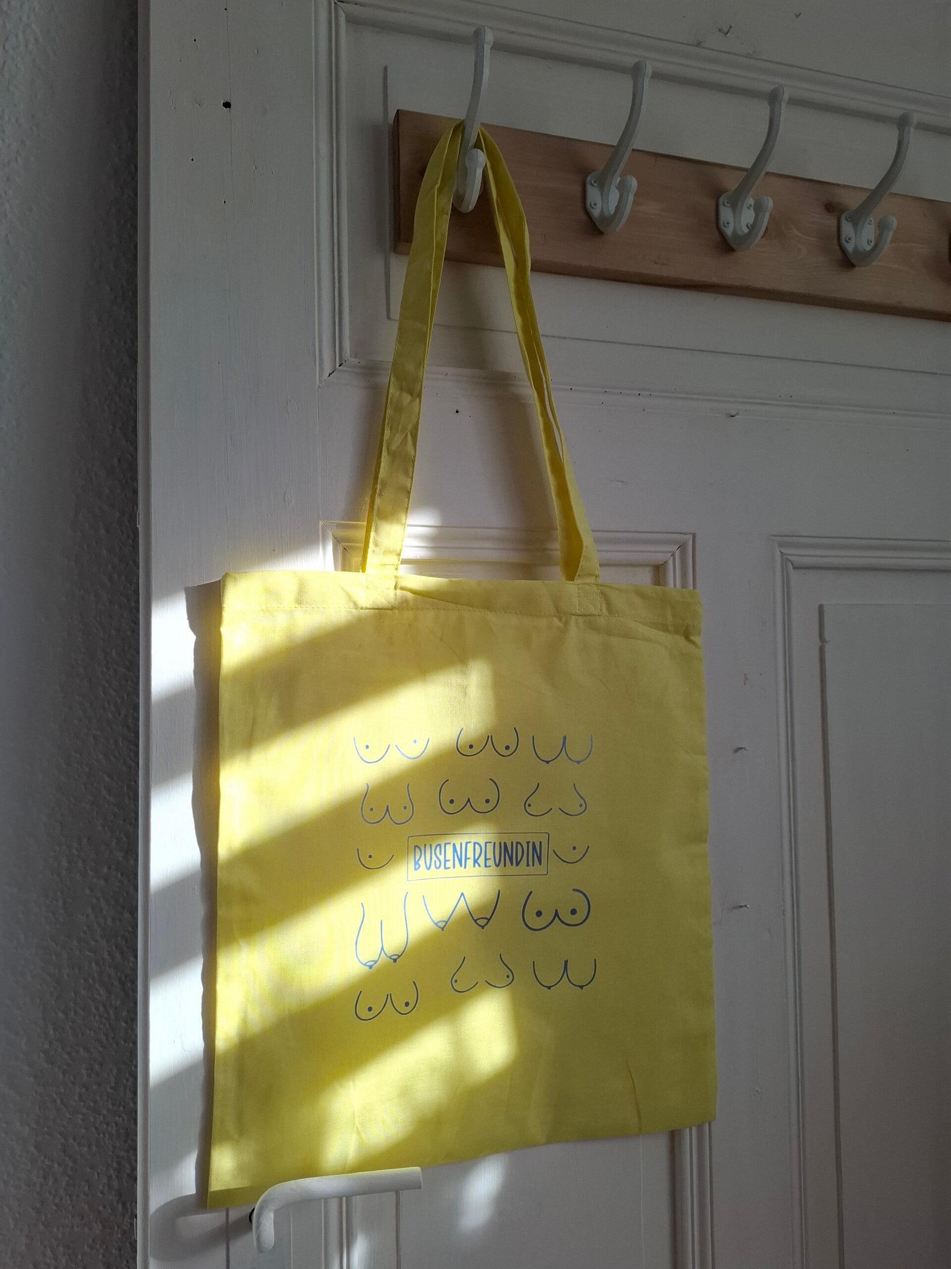 BAUMWOLLTASCHE Busenfreundin GELB/BLAU