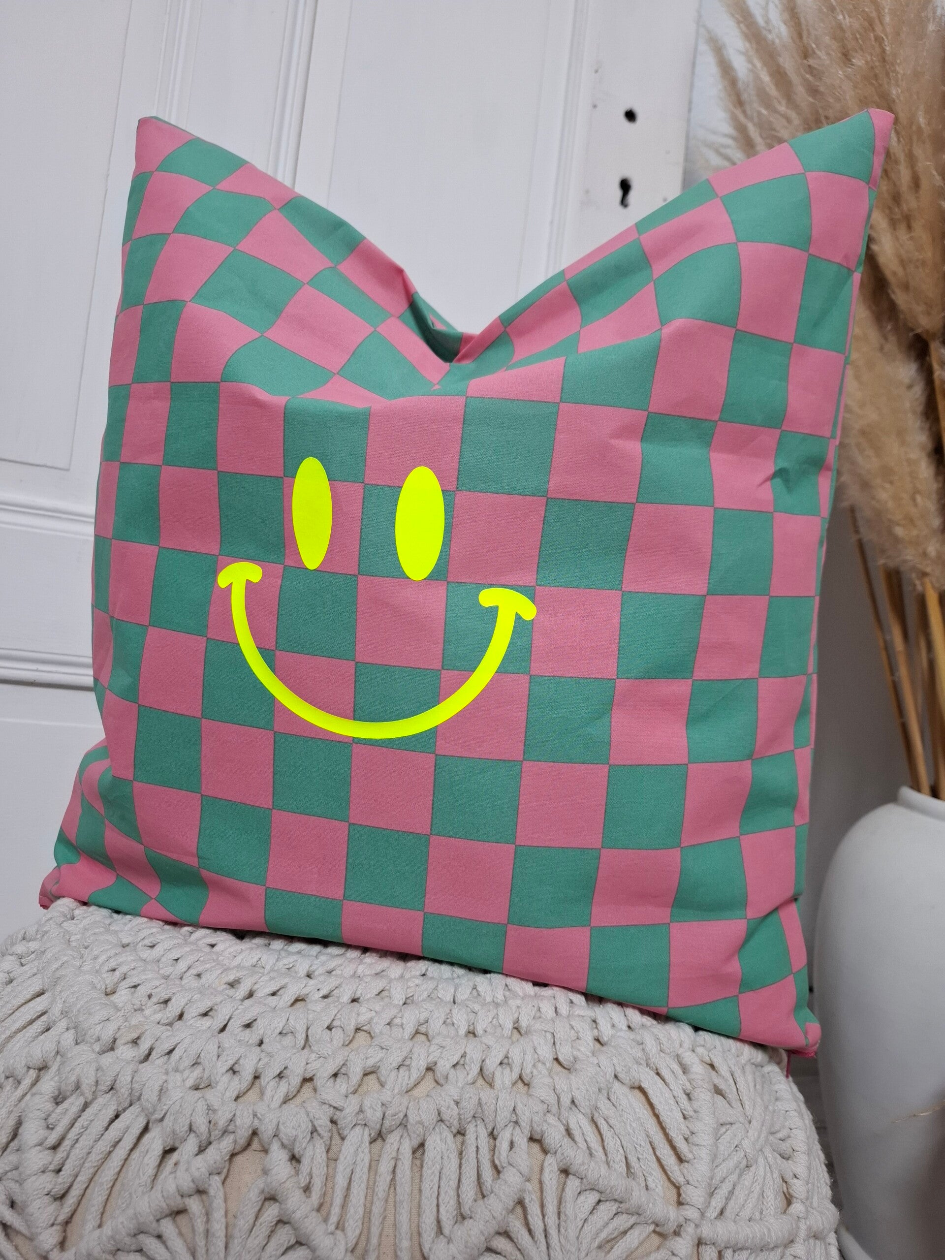 KISSEN kariert SMILEY