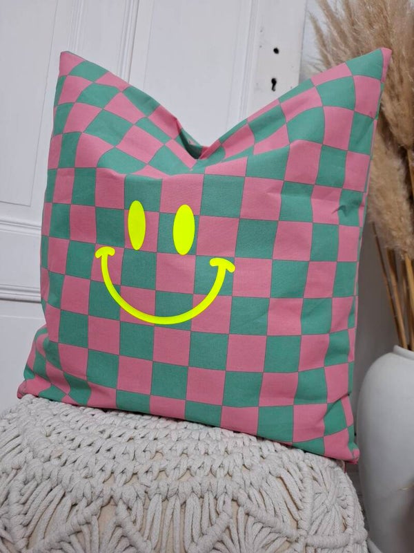 KISSEN kariert SMILEY