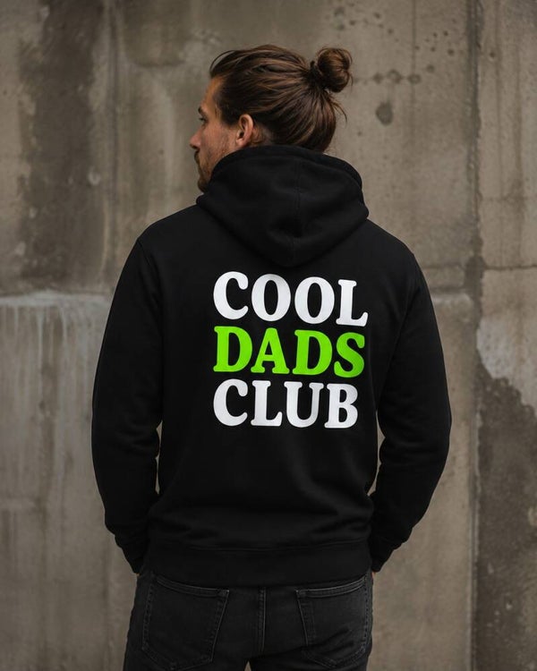 COOL DADS CLUB Hoodie Schwarz Neon Grün | Herren Hoodie mit Rückenprint