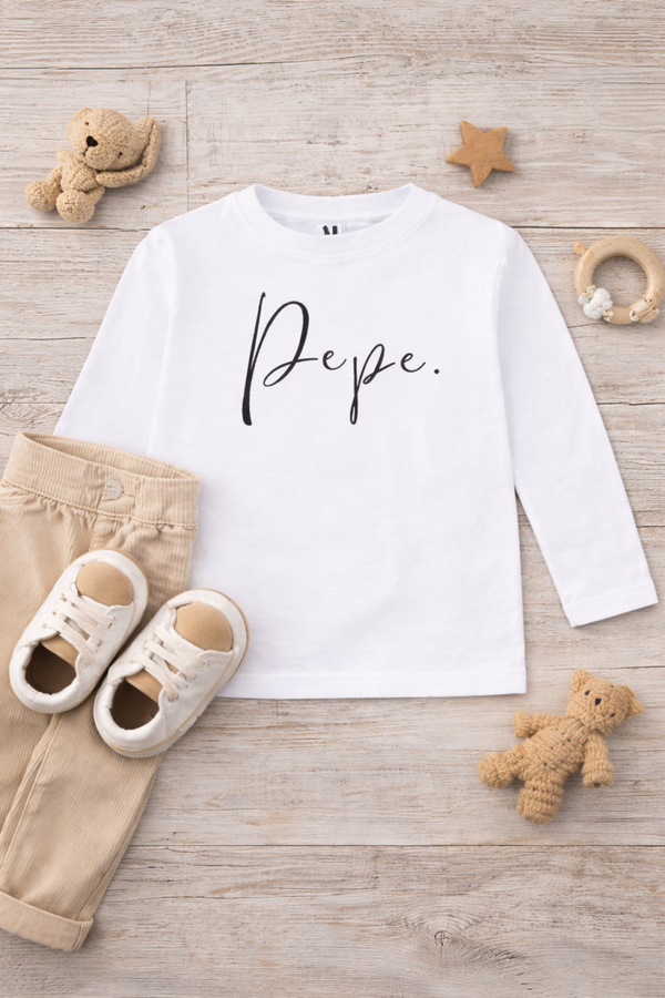 PERSONALISIERTES Longsleeve Baby mit WUNSCHNAMEN weiß/schwarz