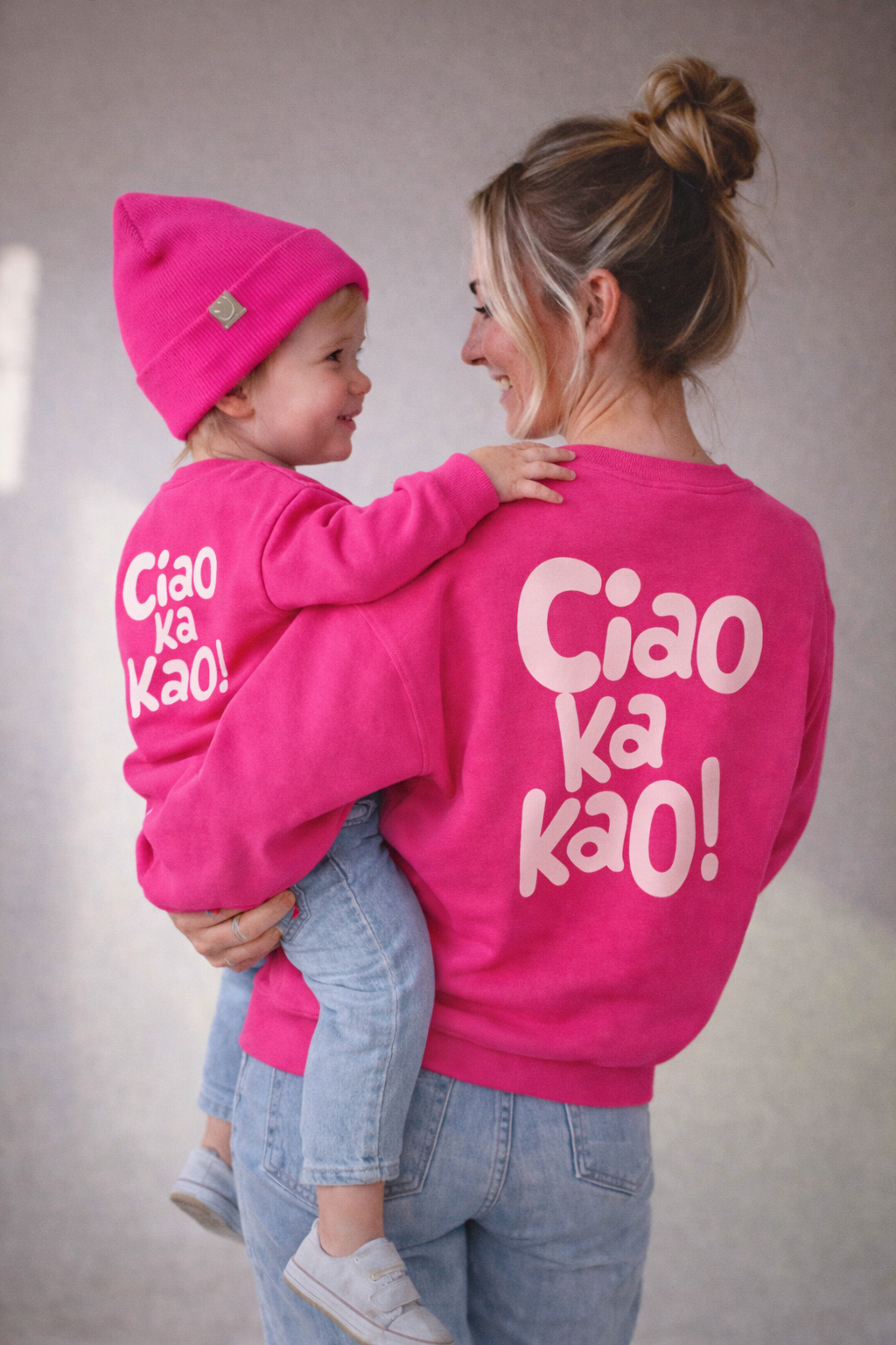 SWEATER "Ciao Ka Kao" MAMA & MINI pink