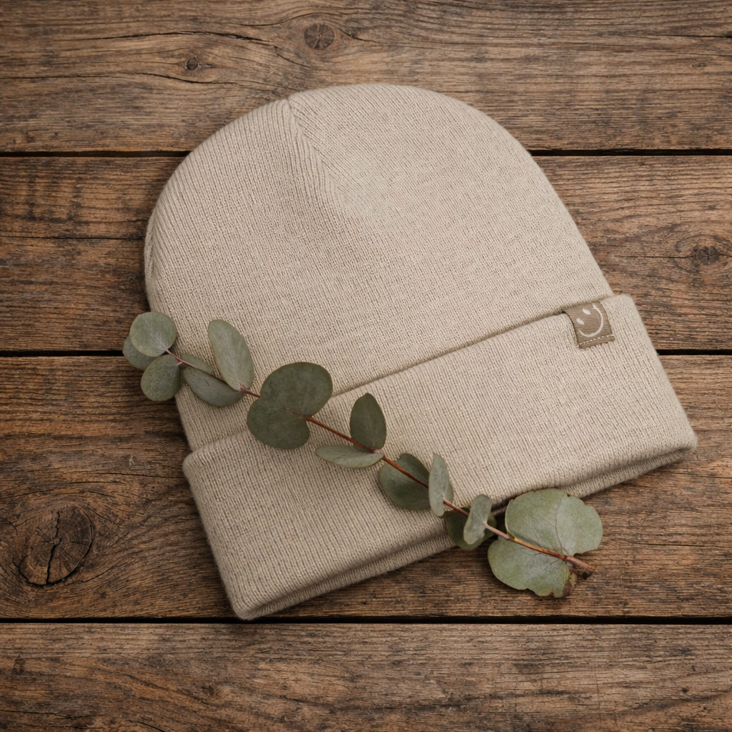 STRICKBEANIE Smiley BEIGE