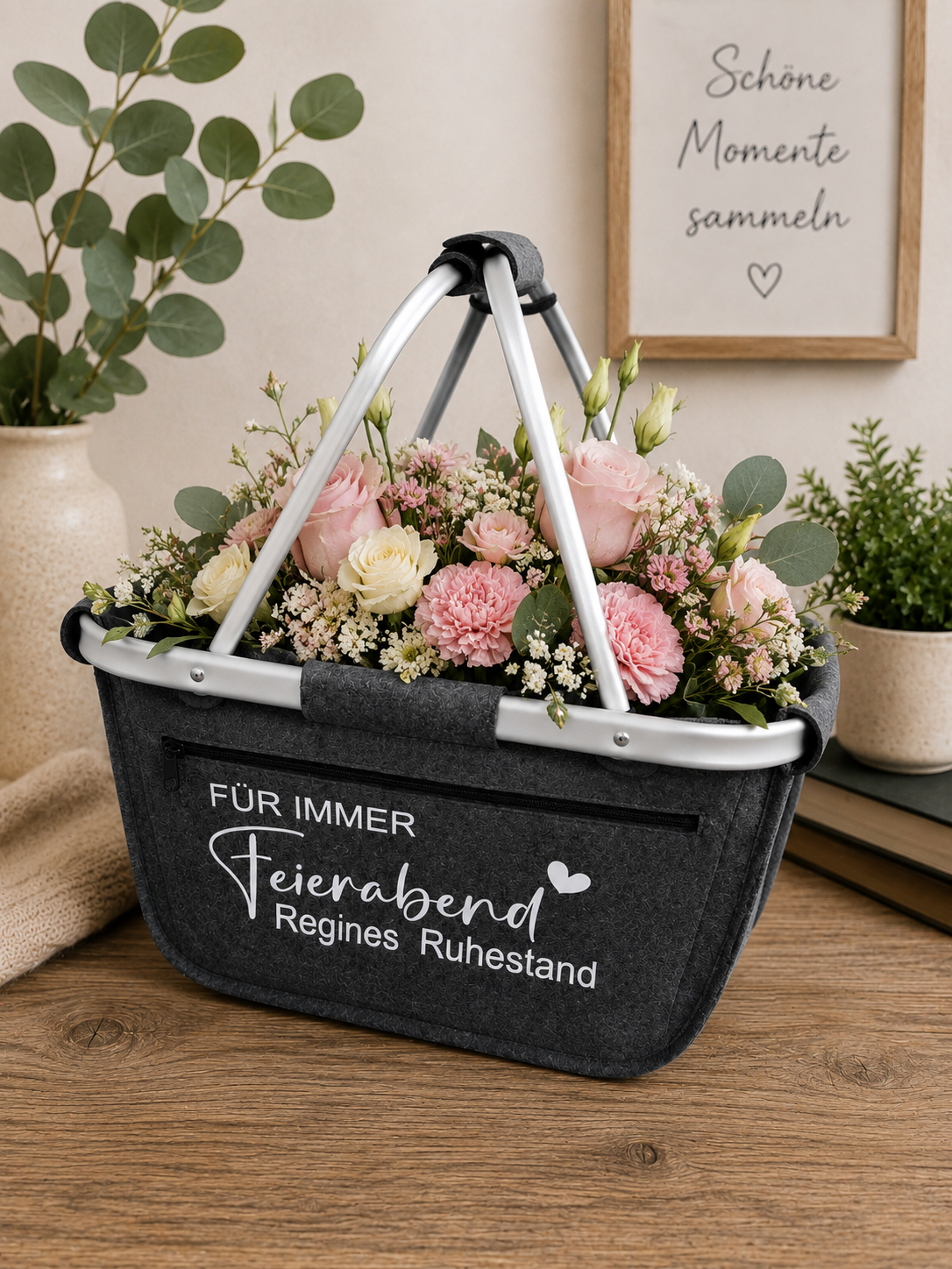 EINKAUFSKORB FILZ anthrazit Geschenkidee zur RENTE