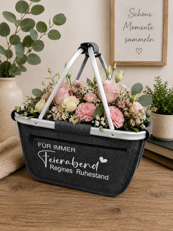 EINKAUFSKORB FILZ anthrazit Geschenkidee zur RENTE