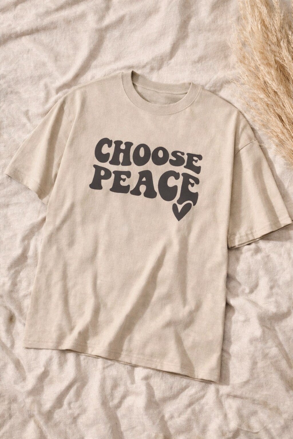 OVERSIZE Shirt "CHOOSE PEACE" sand