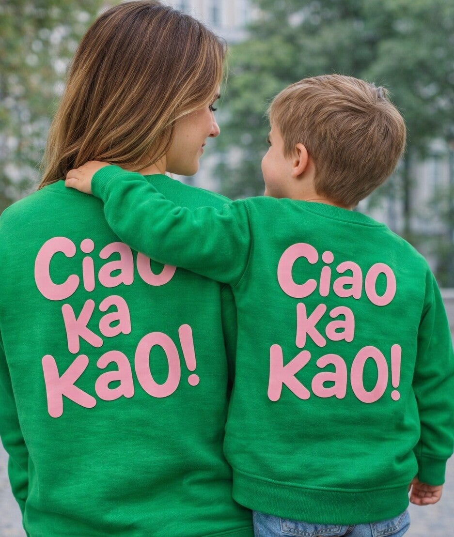 SWEATER "Ciao Ka Kao" MAMA & MINI grün