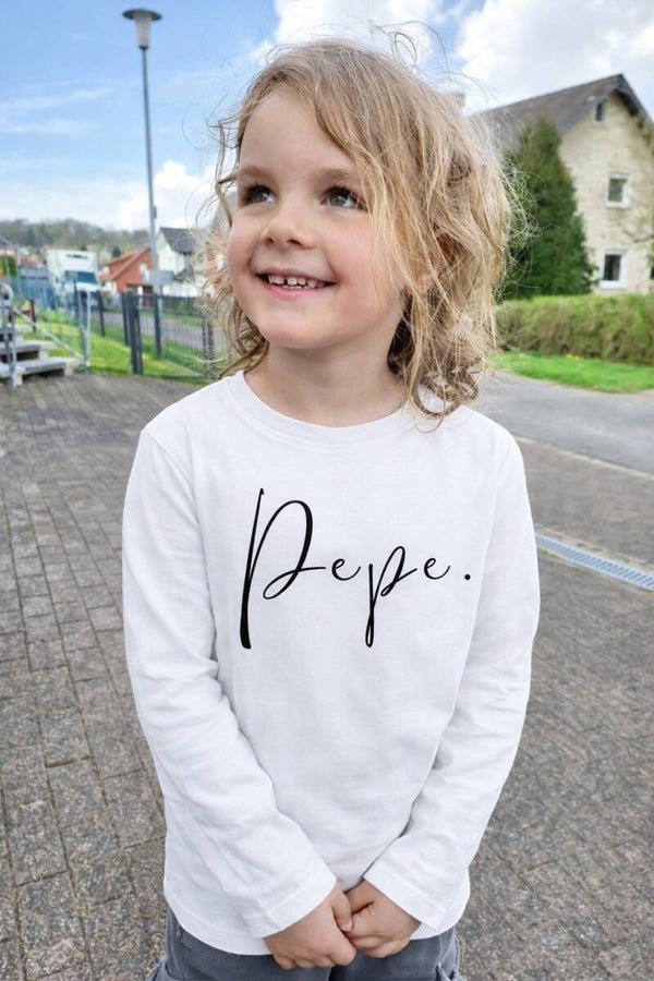 PERSONALISIERTES Longsleeve Kinder mit WUNSCHNAME weiß/schwarz