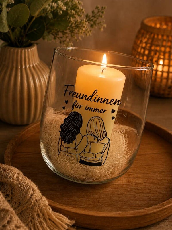 Windlicht „Freunde/Freundinnen“ – liebevolle Geschenkidee mit Herz