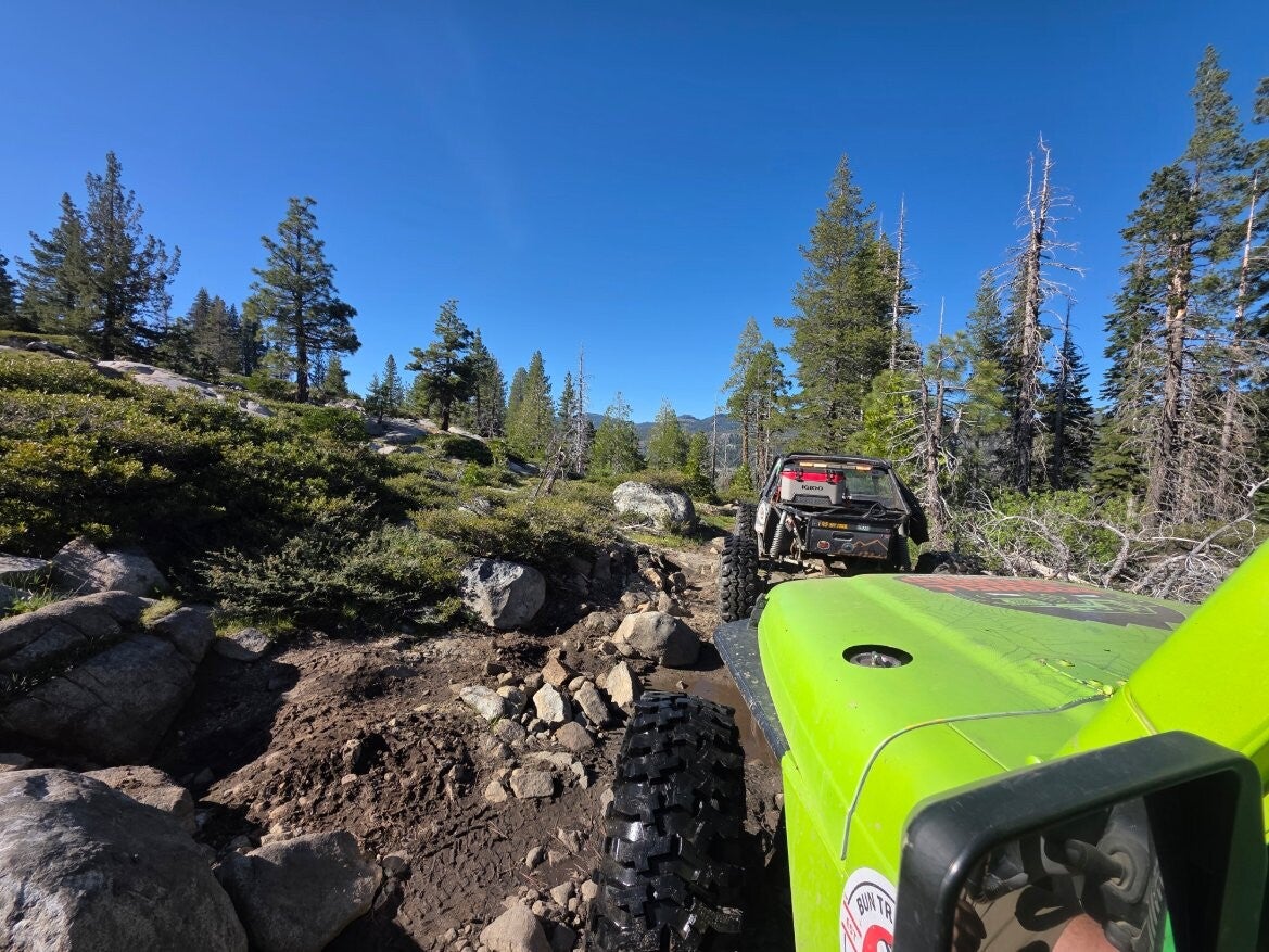 Following the leader down a rocky trail