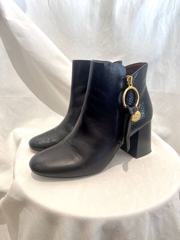 See By Chloe Black Ankle Boots Size 37