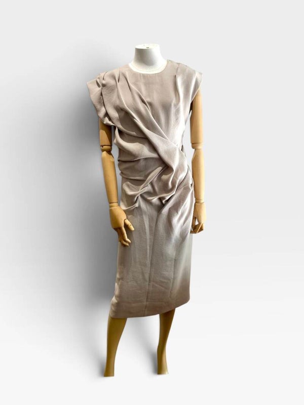 Bottega Veneta Beige Tucked Dress
