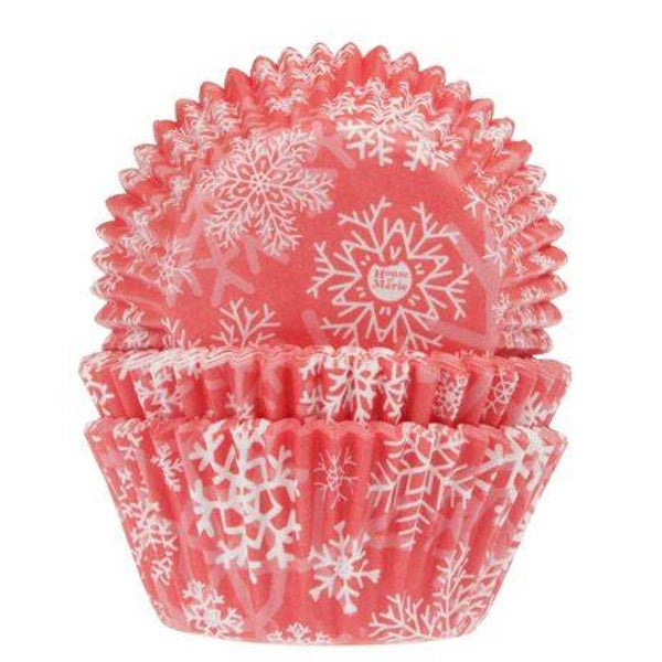 HOM baking cups sneeuw kristal rood