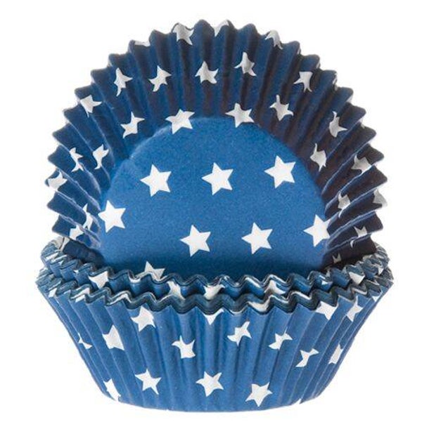 HOM baking cups donker blauw sterren