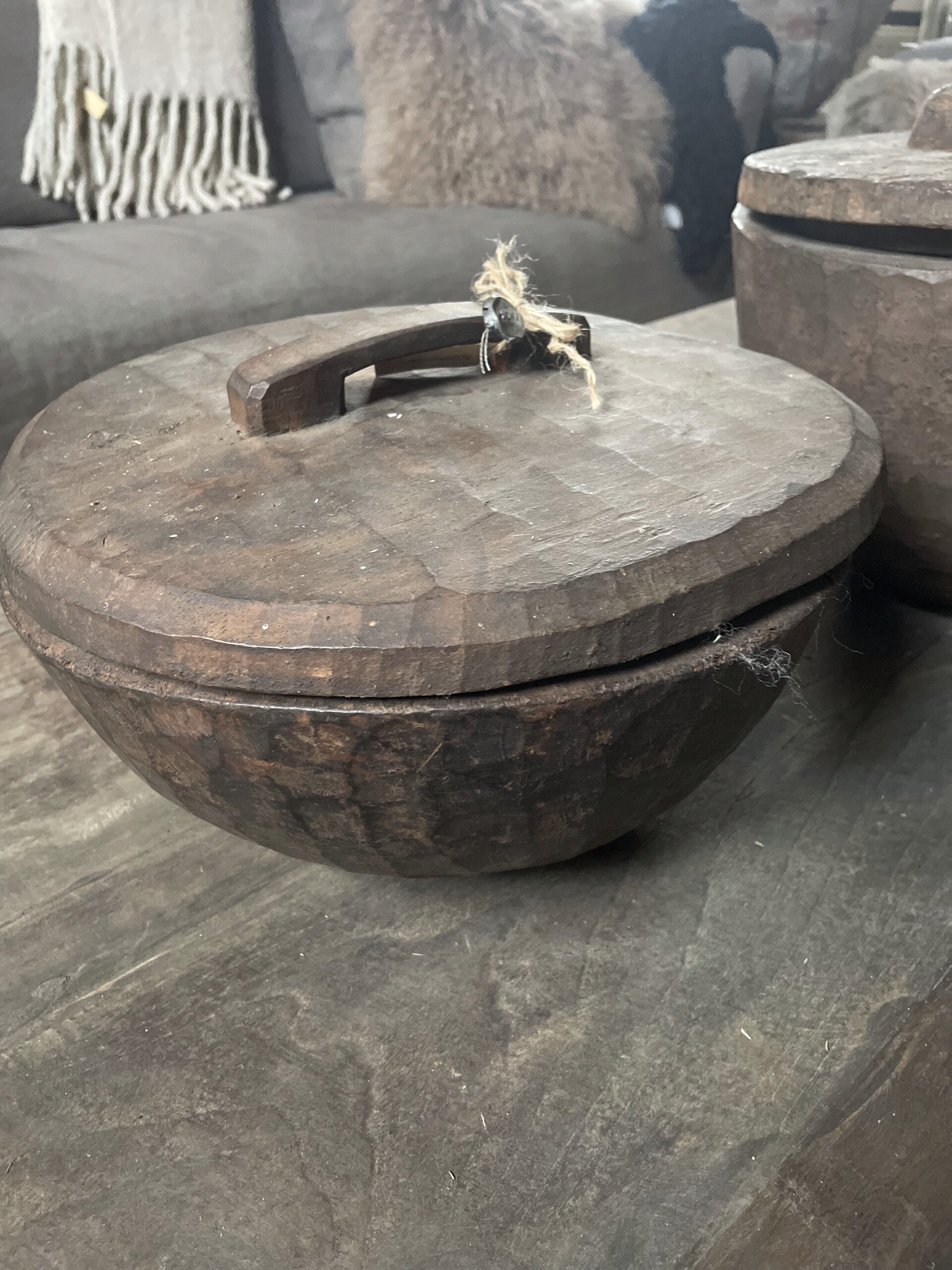 originele Hoffz houten kom met deksel maat M