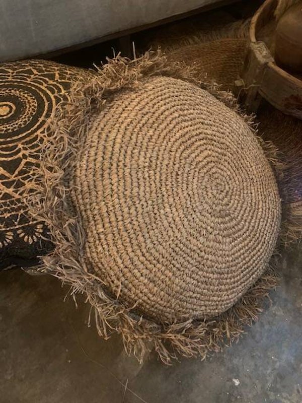 Kussen/Poef Raffia