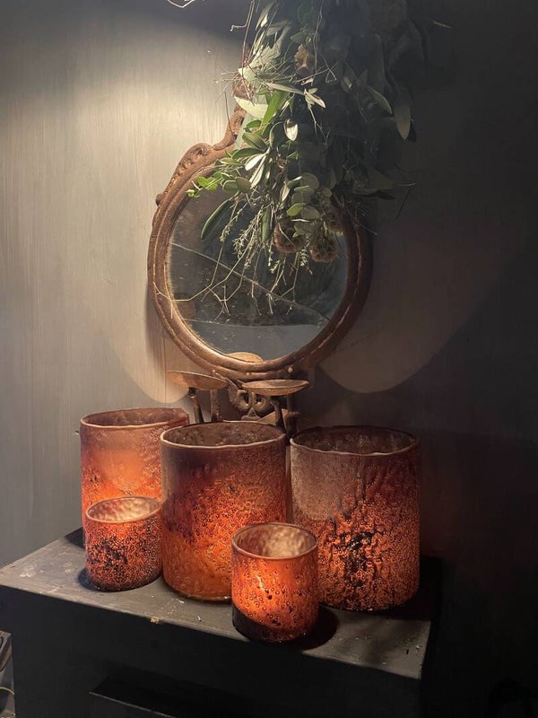 NIEUW windlicht mat bruin 14/14 Luksa