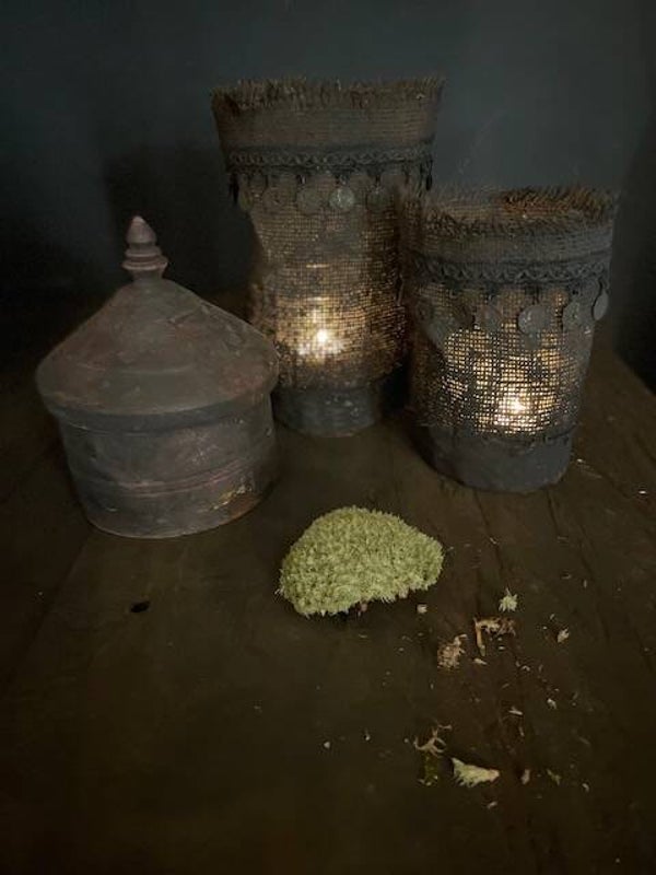 windlicht cover  met muntjes set van drie