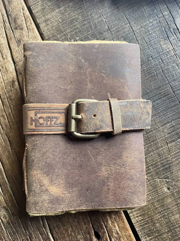 Leren notebook  met gesp 11/16 cm
