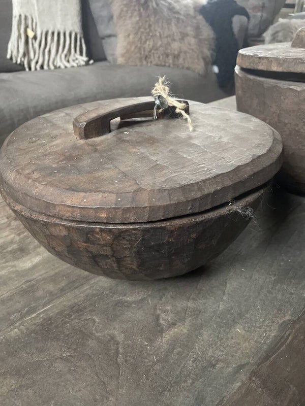 originele Hoffz houten kom met deksel maat M