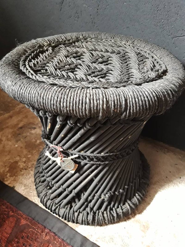 Hocker jute donker grijs 