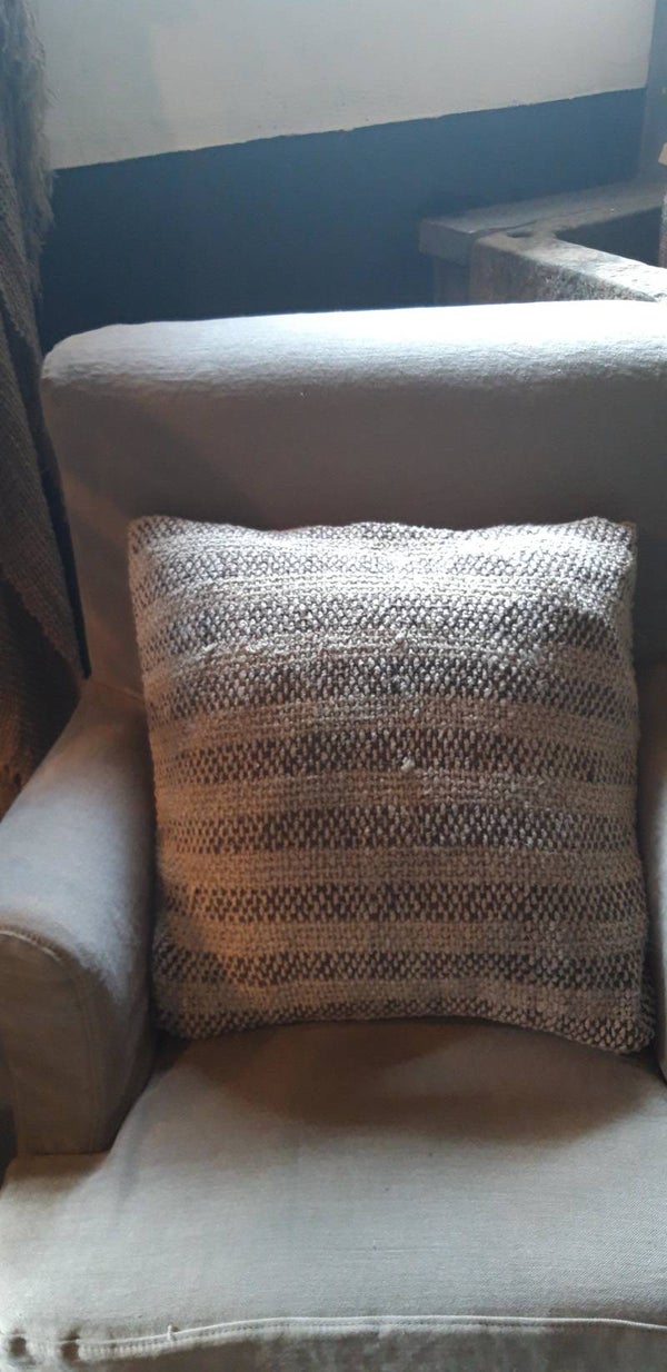 Kussen naturel/bruin strepen 1