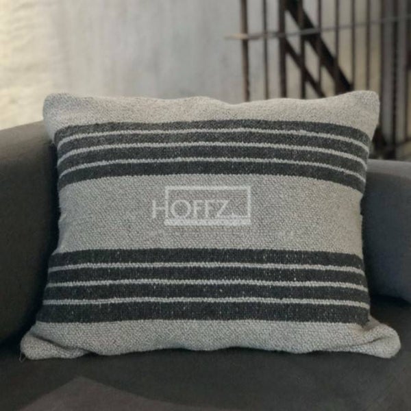 Kussen naturel/bruin strepen 2