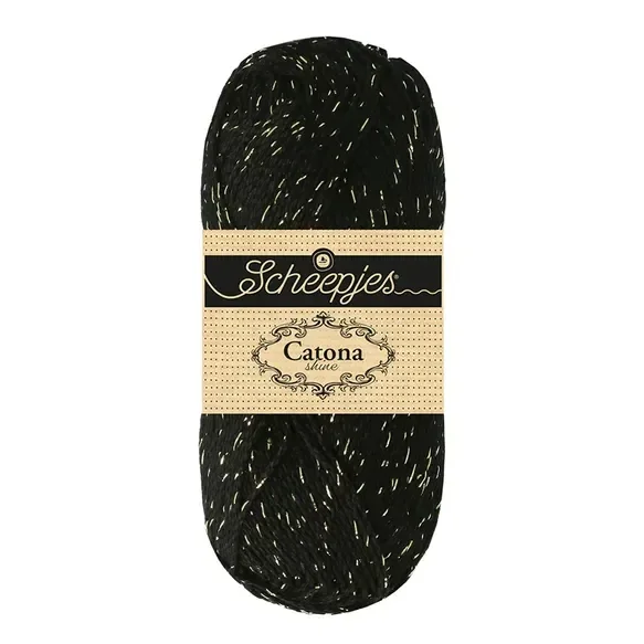 Scheepjes Catona Shine 1x50g - 110-G Jet Black - Gold