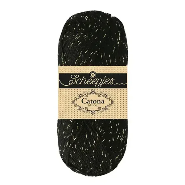 Scheepjes Catona Shine 1x50g - 110-G Jet Black - Gold