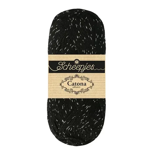 Scheepjes Catona Shine 1x50g - 110-S Jet Black - Silver