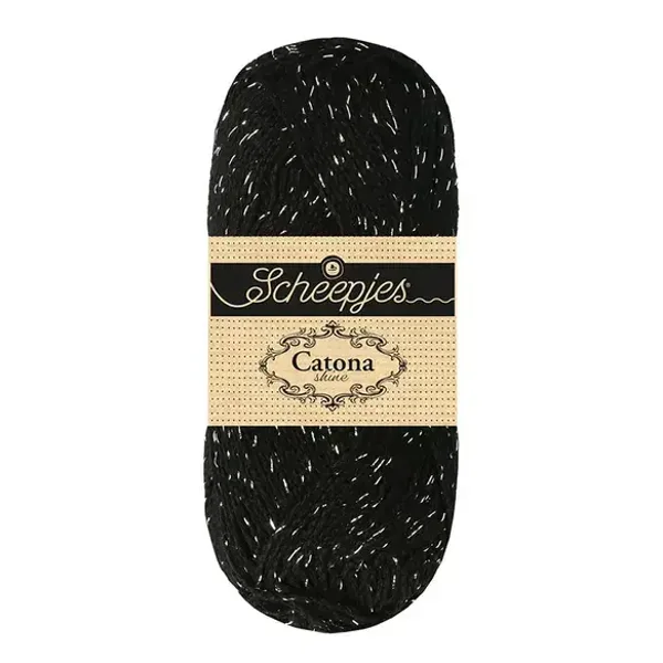 Scheepjes Catona Shine 1x50g - 110-S Jet Black - Silver
