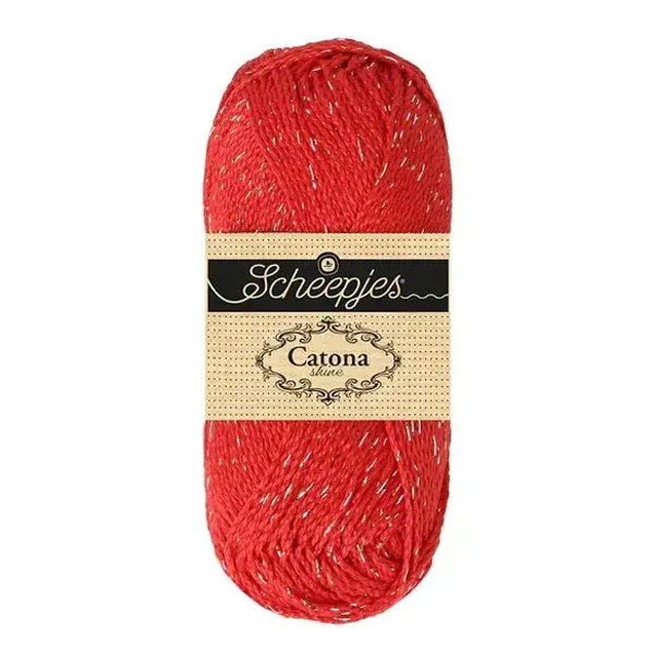 Scheepjes Catona Shine 1x50g - 115-S Hot Red - Silver