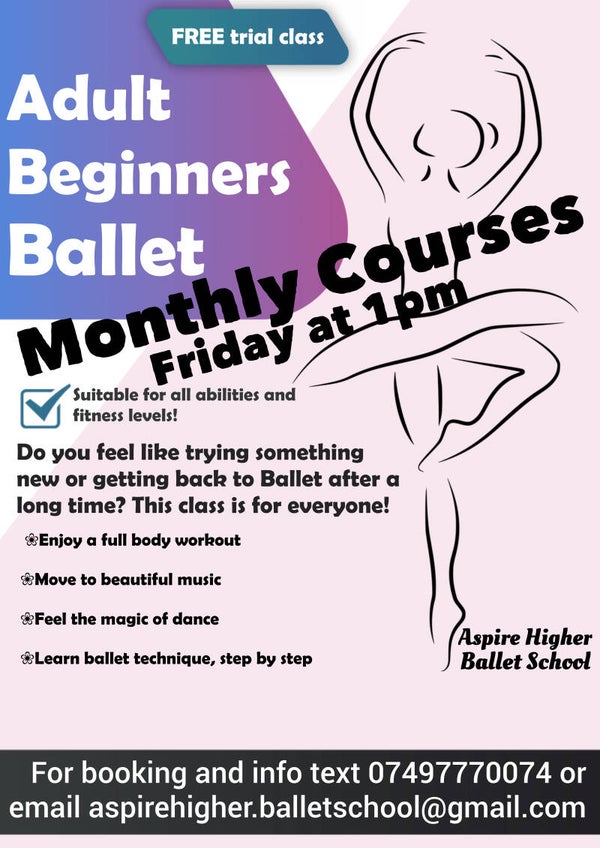 Adult beginners Ballet 1pm Fridays/May 1st