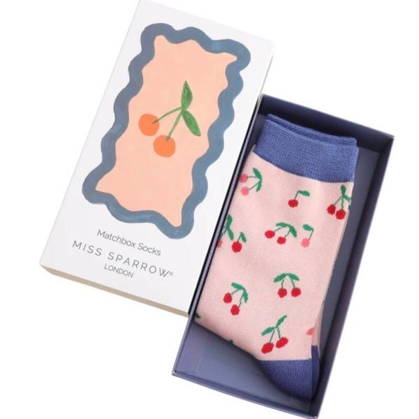 Ladies Matchbox Socks - Mini Cherries
