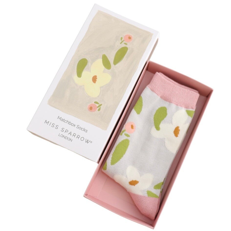 Ladies Matchbox Socks - Falling Daisies