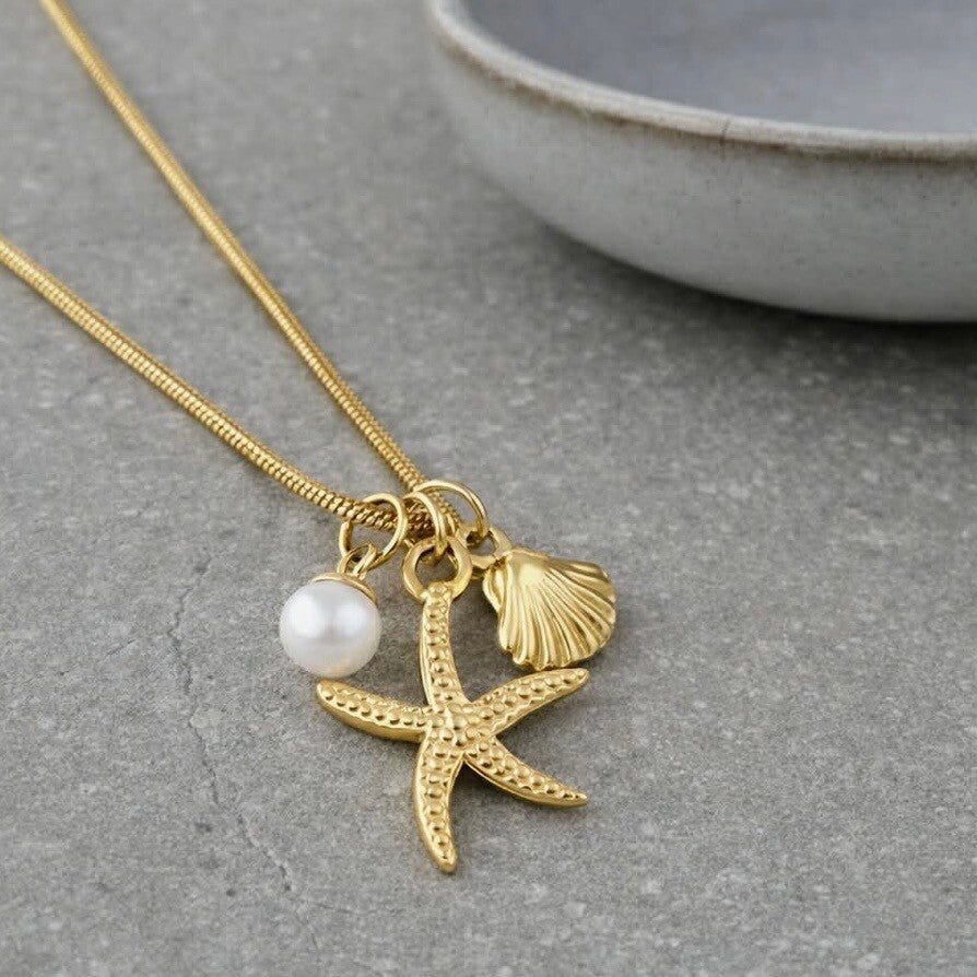 Tarnish Resistant Beachcomber Necklace - Gold