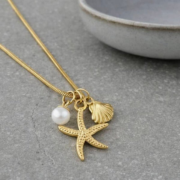 Tarnish Resistant Beachcomber Necklace - Gold