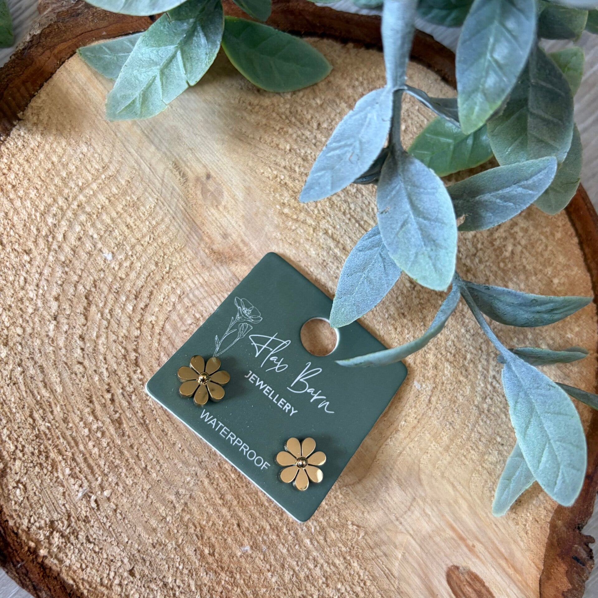 Tarnish Resistant Flower Studs - Gold