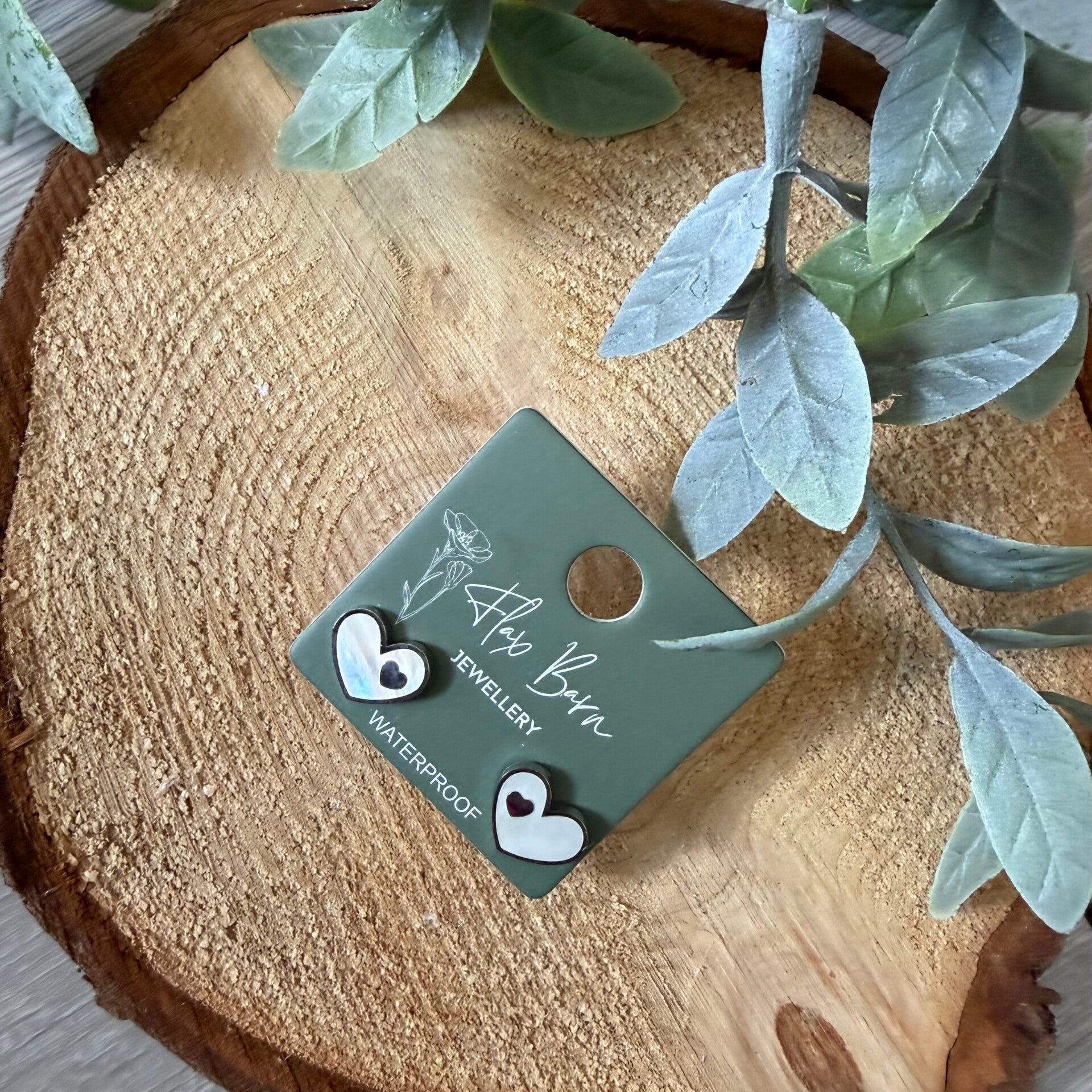 Tarnish Resistant Pearlescent Heart Studs - Silver