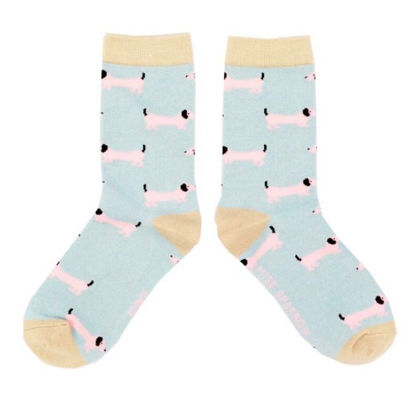 Sausage Dog Socks Powder Blue