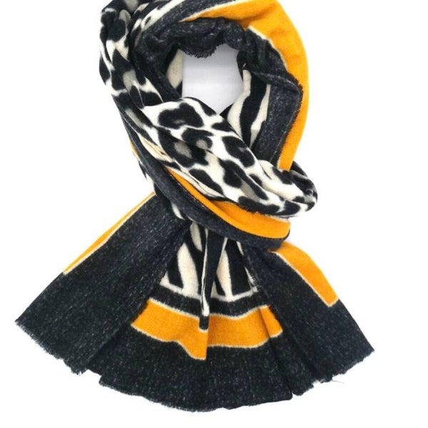 Animal Border Scarf Yellow