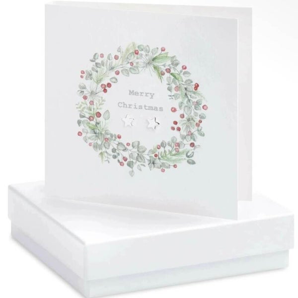 Sterling Silver Stud Earrings - Christmas Wreath
