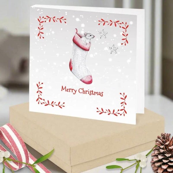 Sterling Silver Stud Earrings - Christmas Mouse