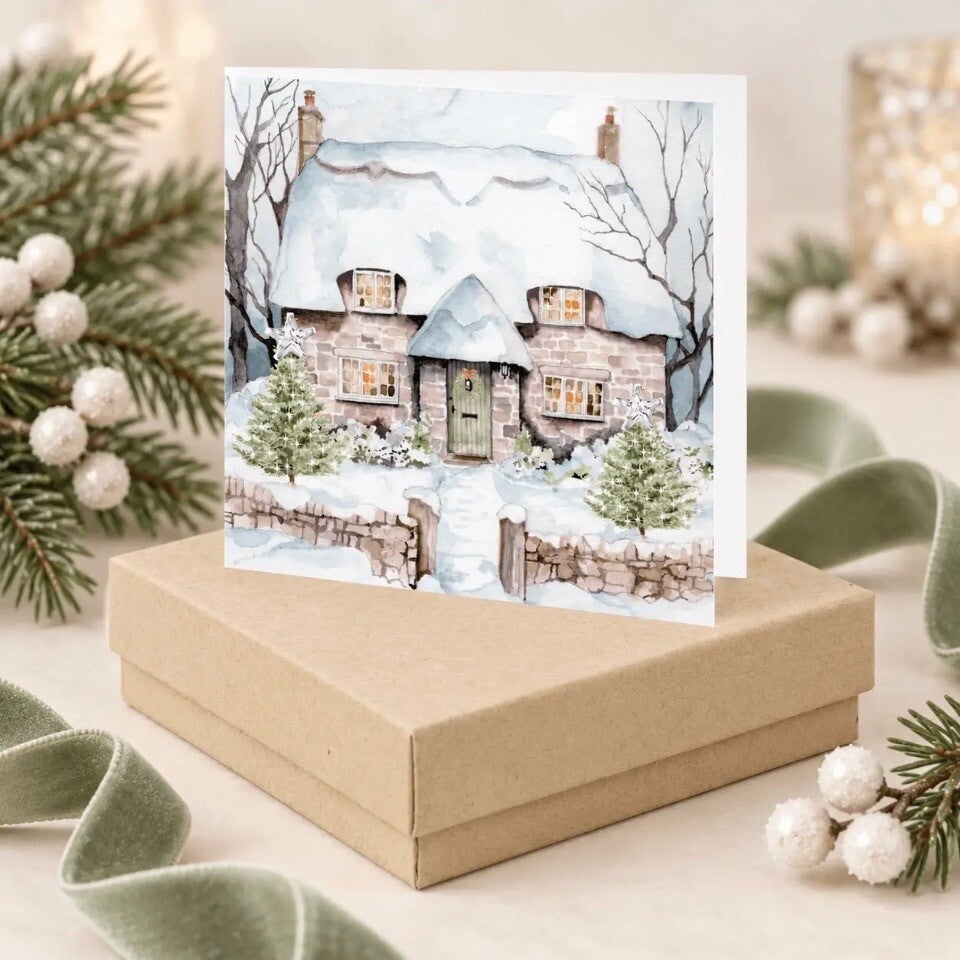 Sterling Silver Stud Earrings - Christmas Cottage