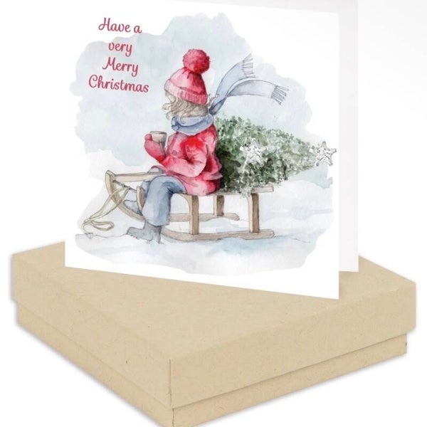 Sterling Silver Stud Earrings - Christmas Sleigh