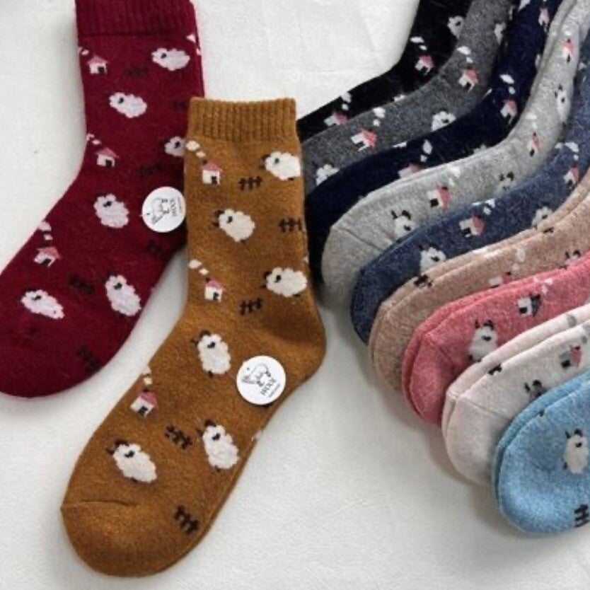 Cream Sheep Wool Socks