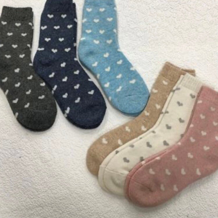Pink Heart Wool Socks